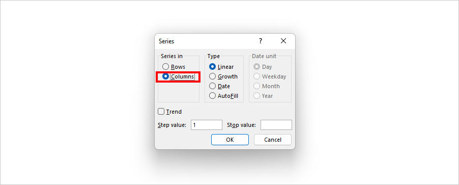 choose Columns for Series in