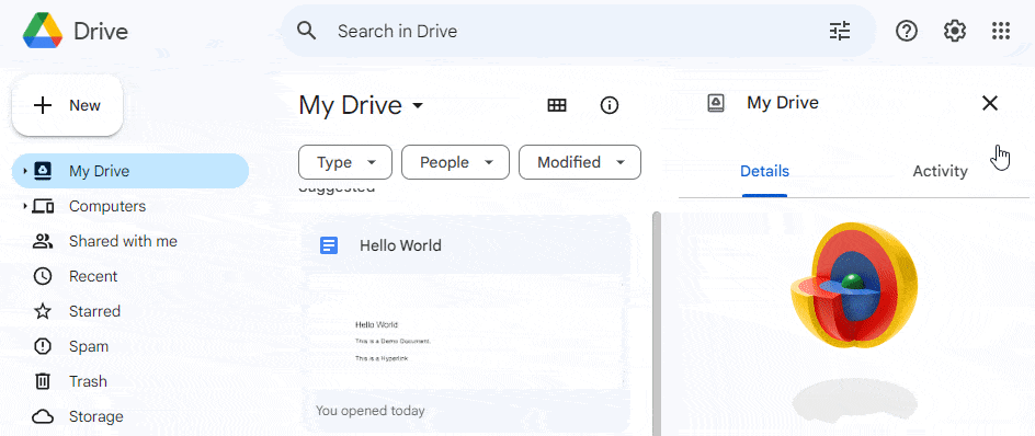 Open docs through google drive