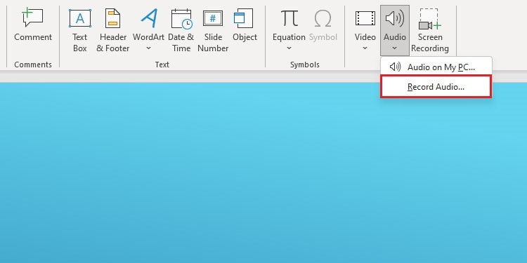 How to add an audio on powerpoint presentation