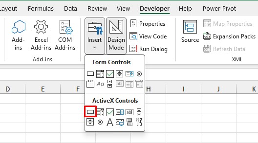 ActiveX Controls Excel
