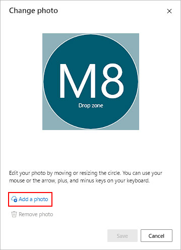 Click-Add-a-photo-or-Change-Photo-Outlook-profile picture