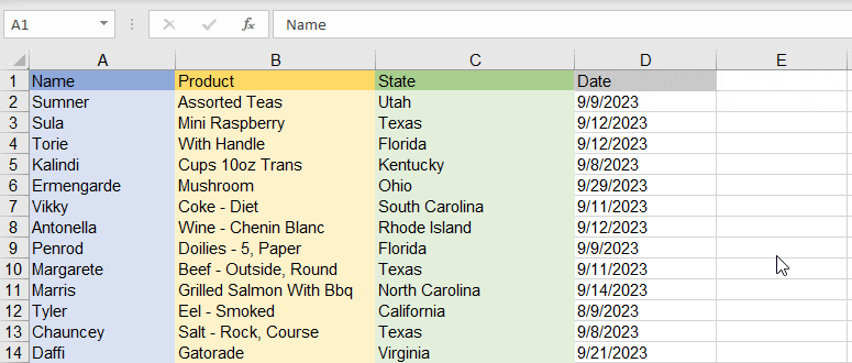 Select cells with dates