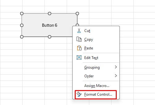 Format Control Buttons Excel