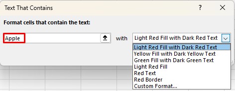 Format Text that contains excel