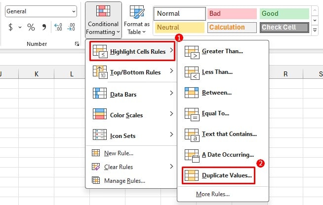 Highlight Duplicate Values Excel