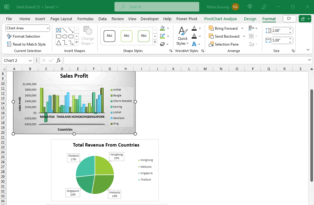 Left Align Excel Chart