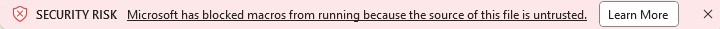 Microsoft has blocked macros from running error Excel