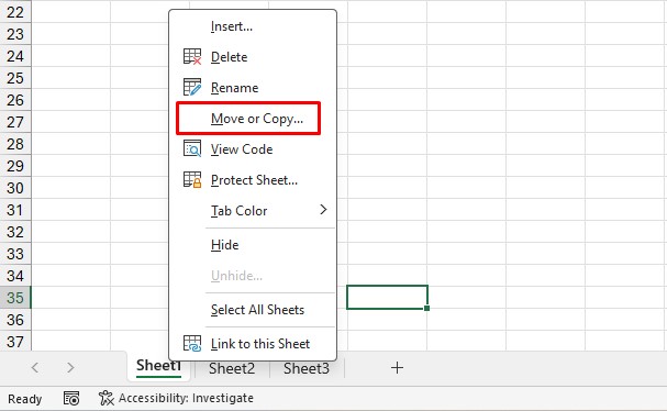Move or Copy Tool Excel