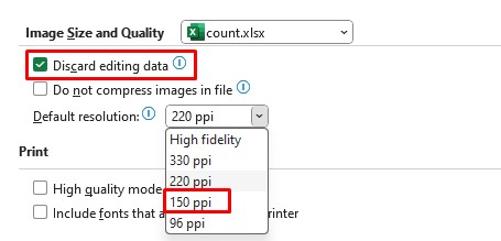 Reduce Image Resolution Excel
