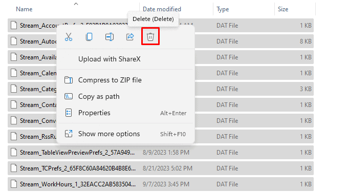 Delete all files from cache