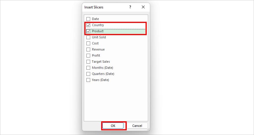 Select Categories and click OK