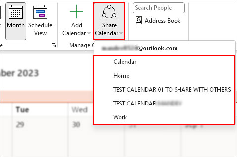 Select-Outlook-calendar-you-want-to-unshare