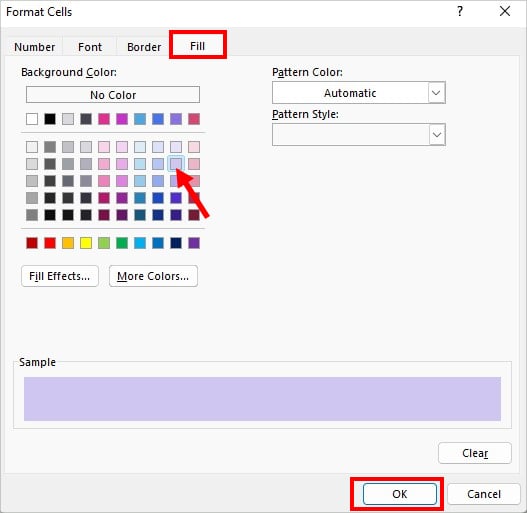 Select a Colour and click OK