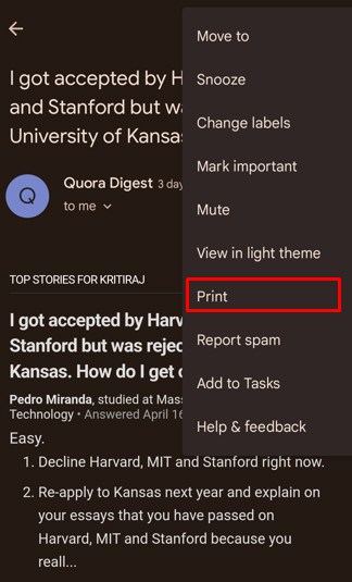 Tap-print-on-gmail-app