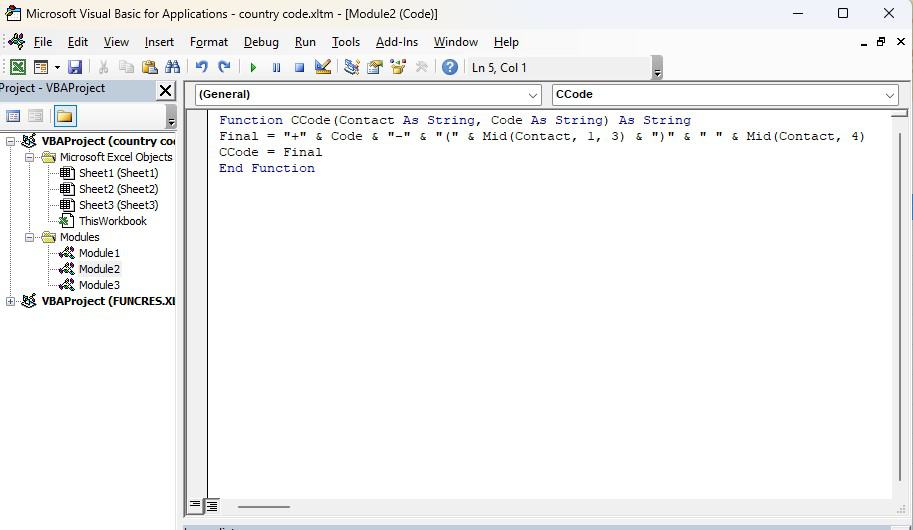 VBA Code to Add Country Codes