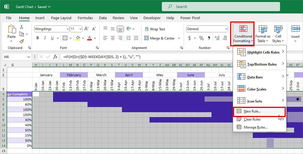 go to Conditional Formatting -New Rule