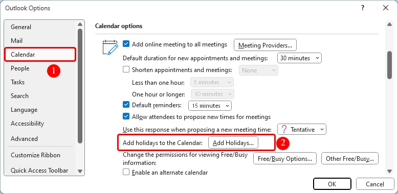 Add-holidays-Outlook-calendar-options
