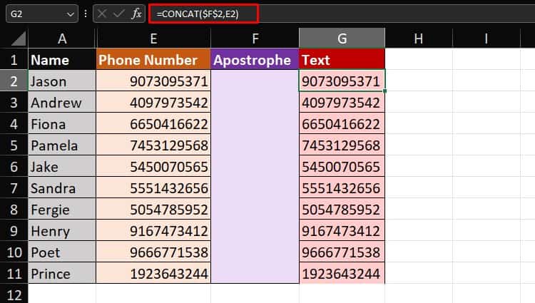 CONCAT number with apostrophe