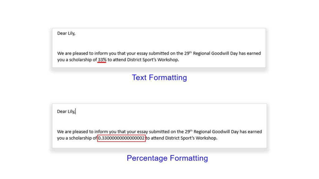 Cell Formatting in Merged Mails