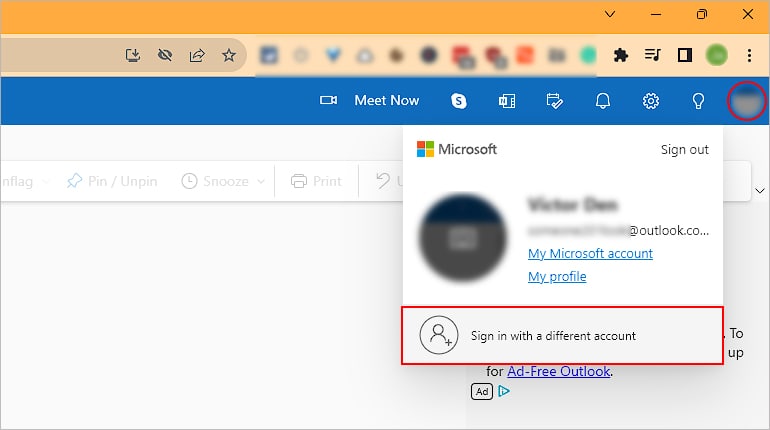 Click-profile-icon-and-sign-in-with-different-Outlook-account