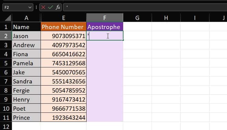 DataTable in Excel