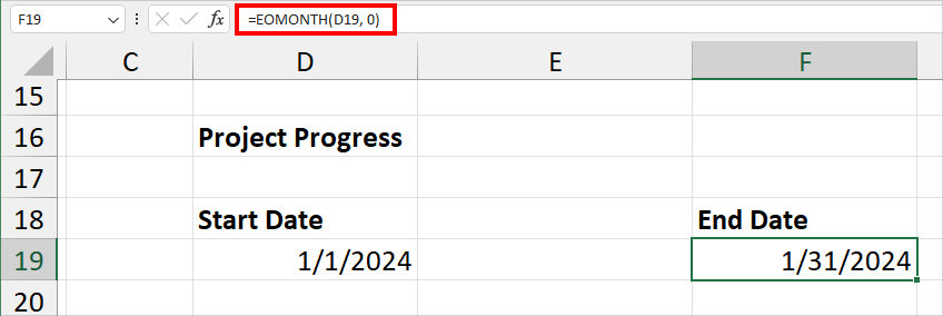 EOMONTH formula for End Date