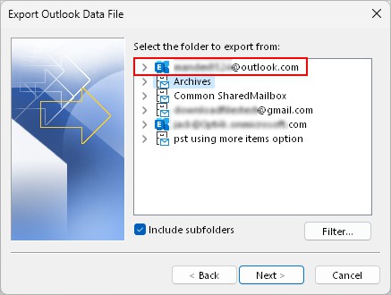 Export-entire-Outlook-account-information