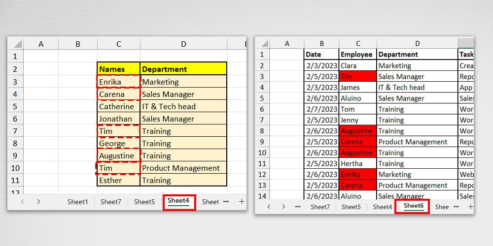 Find and Highlight Duplicate values accross sheets