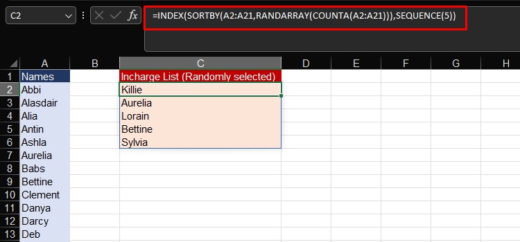 Generate unique list of random names