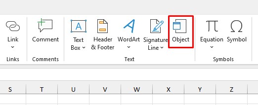 Object tool Excel