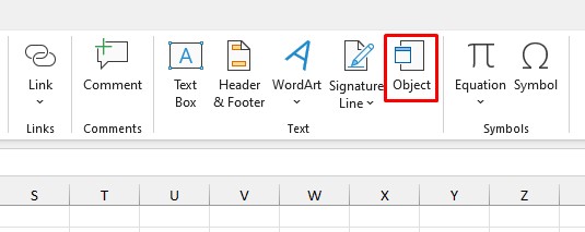 Object tool Excel