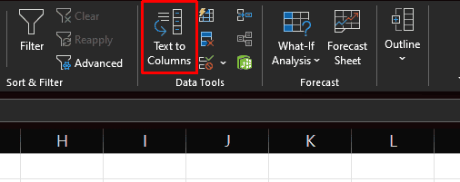 Text to Columns tool