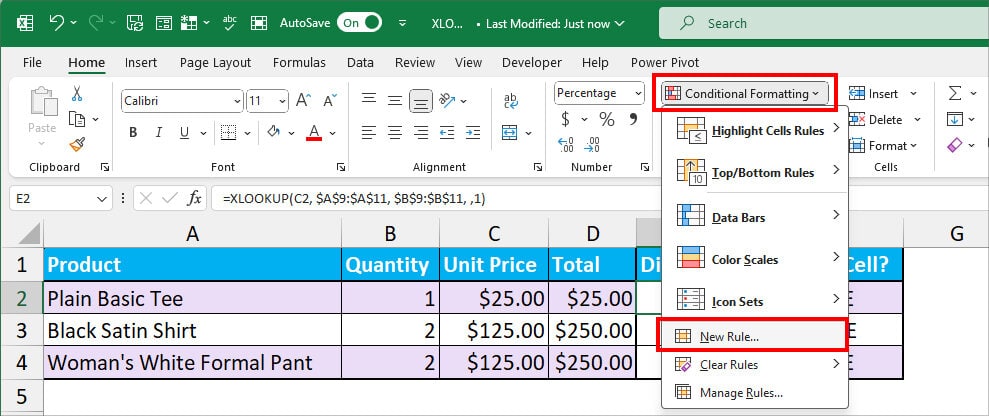 click on Conditional Formatting-New Rule