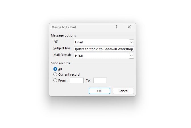 merge to email
