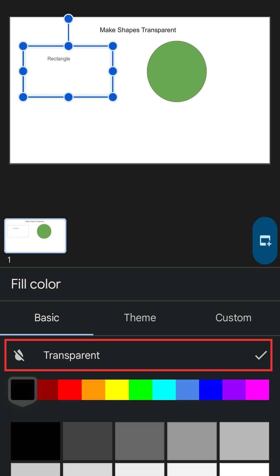 select-transparent-option-on-android