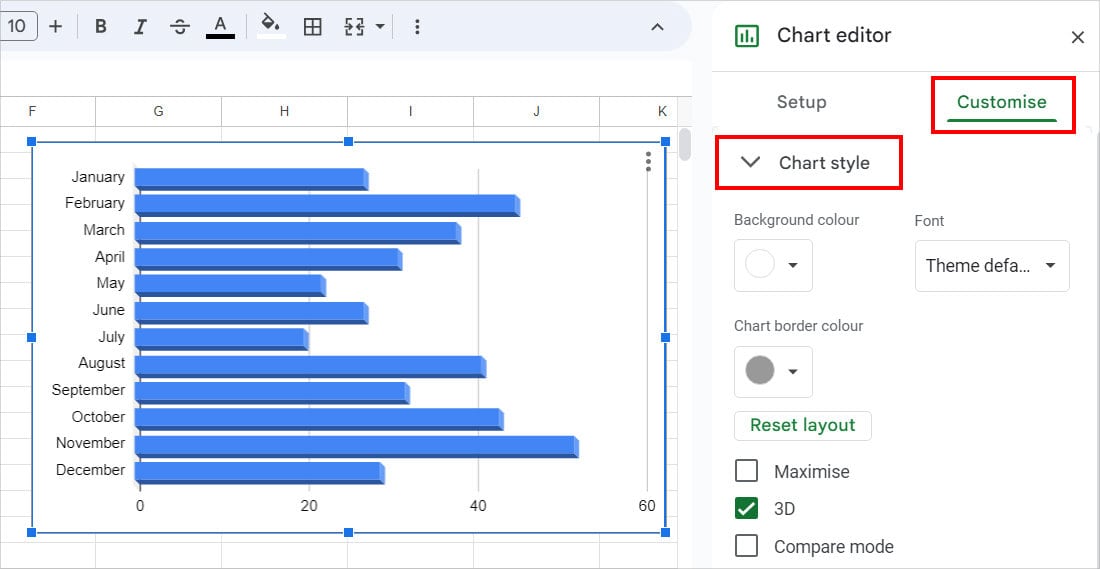 Chart Style in Google Sheets