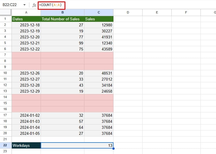 Count cells with numbers