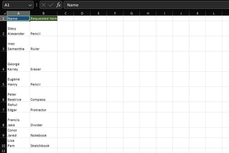 Data table