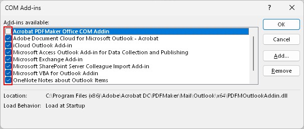 Disable-Outlook-addin