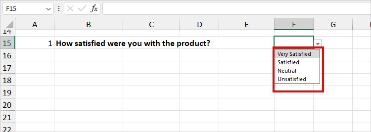 Drop-down lists for the Question