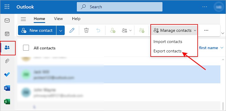 Export-Outlook-contact-Outlook-web