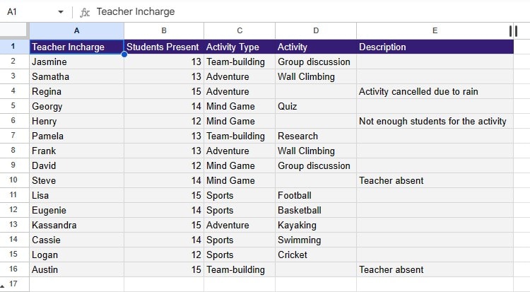 GSheets Table