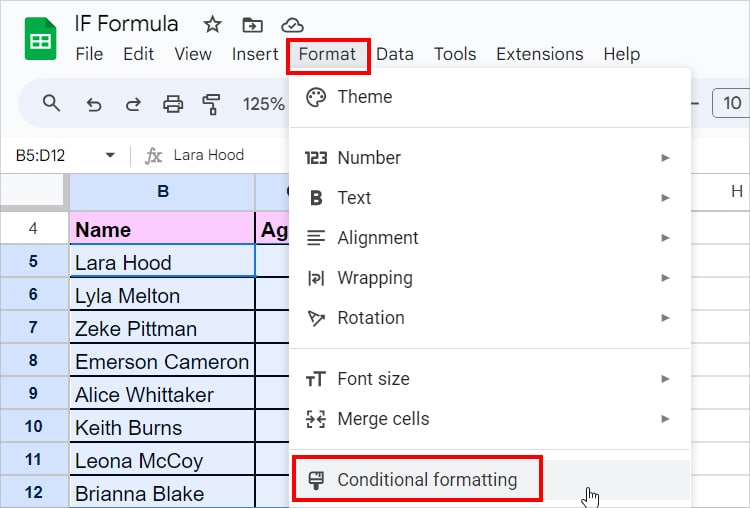 Head to Format tab - Conditional Formatting