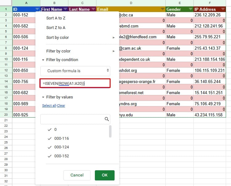 ISEVEN function filter