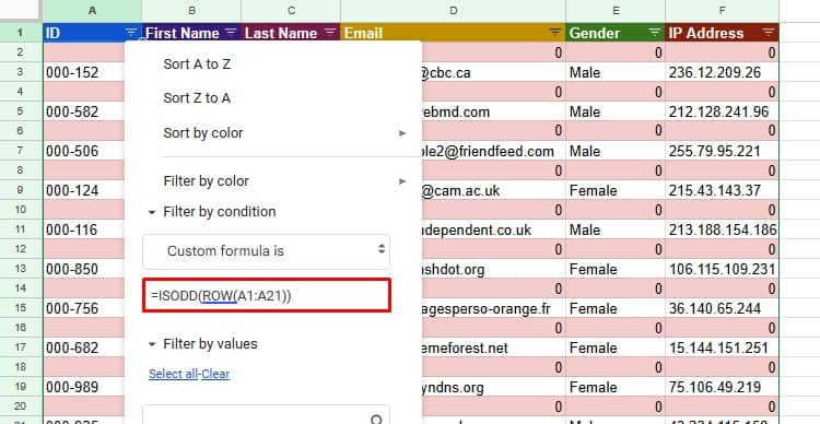 ISODD function filter