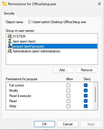 Permissions for Officesetup