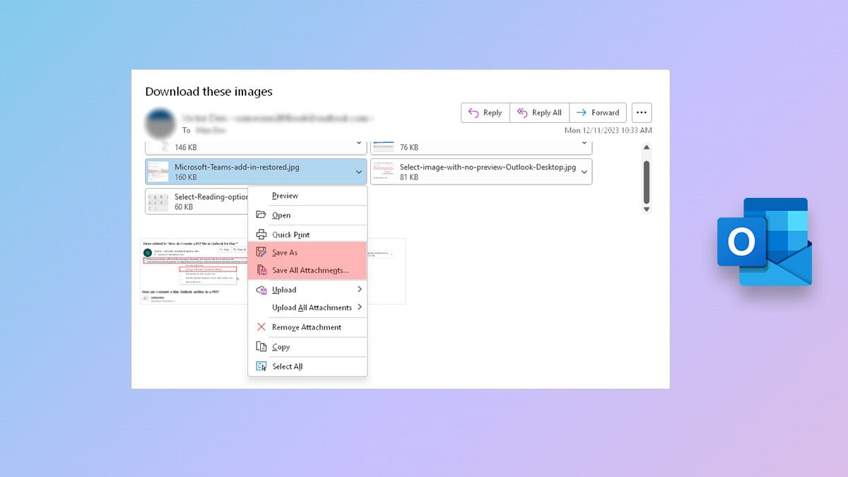 How to Download Image on Outlook