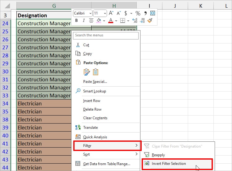 how-to-invert-cell-and-filter-selection-in-excel