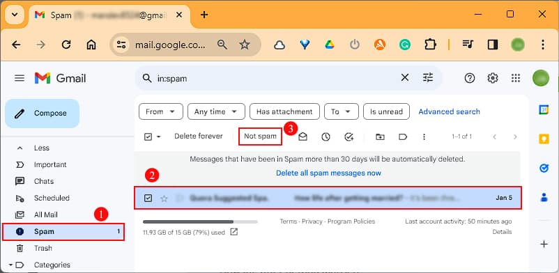 Restore-emails-Spam-folder-Gmail