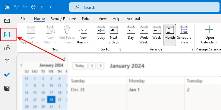 Select-Calendar-tab-Outlook-Desktop